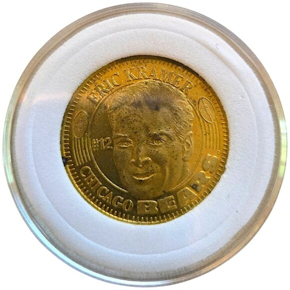 Eric Kramer #12 Chicago Bears 1996 Pinnacle QB Club NFL Vintage Coin - Picture 1 of 4